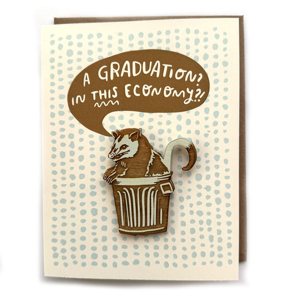 A Graduation? In This Economy?! Possum Magnet w/ Card