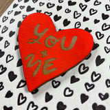 'You + Me' Letterpress Card with Laser-engraved Heart Magnet