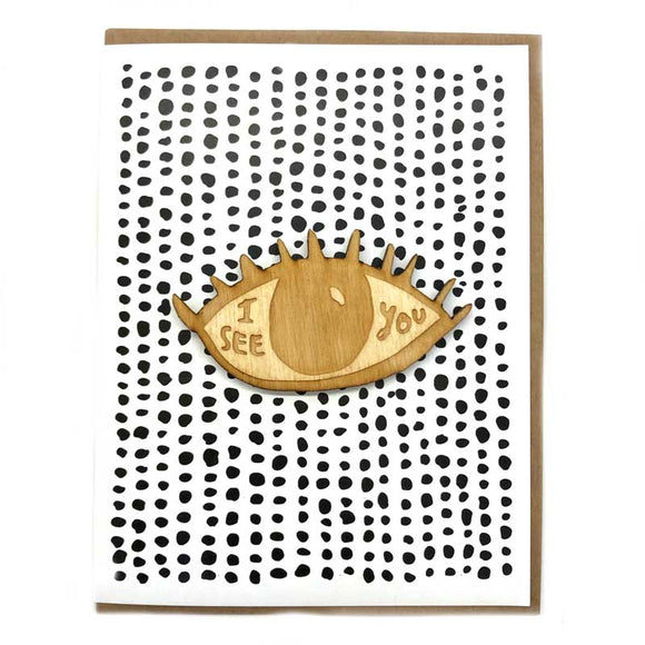 Laser-engraved 'I See You' Eye Magnet with Card