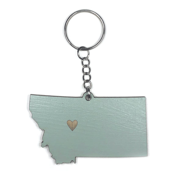 Photograph of Laser-engraved Montana Heart Keychain