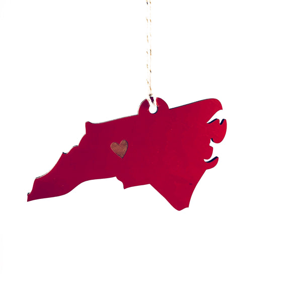 Photograph of Laser-engraved North Carolina Heart Ornament - Large