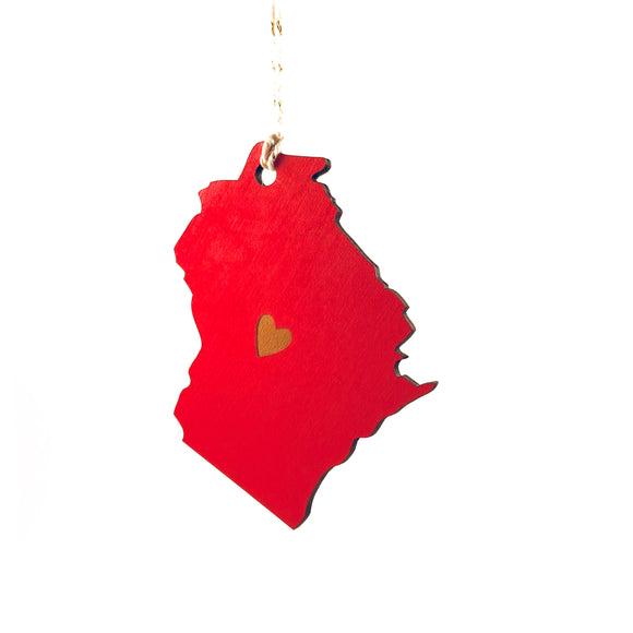 Photograph of Laser-engraved Wisconsin Heart Ornament - Large