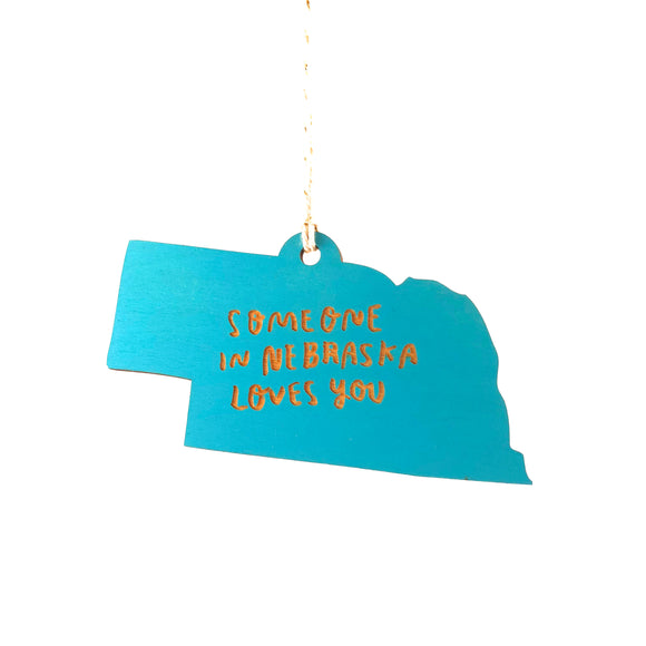 Photograph of Laser-engraved Someone in Nebraska Loves You Ornament - Small