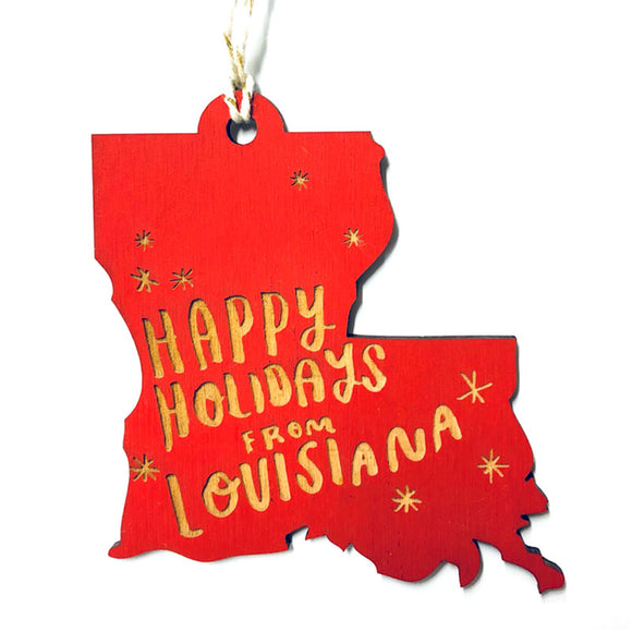 Photograph of Laser-engraved Happy Holidays from Louisiana Ornament - Small
