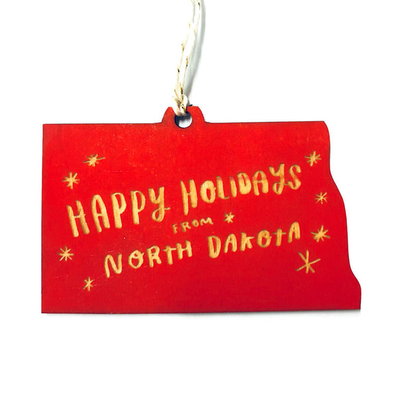 Photograph of Laser-engraved Happy Holidays from North Dakota Ornament - Small