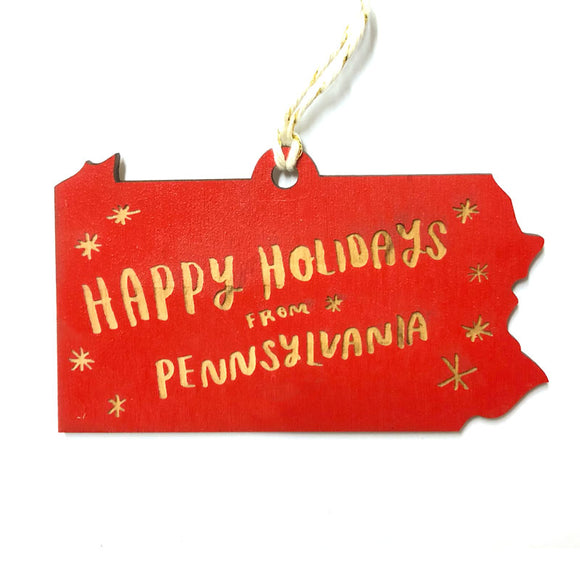 Photograph of Laser-engraved Happy Holidays from Pennsylvania Ornament - Small