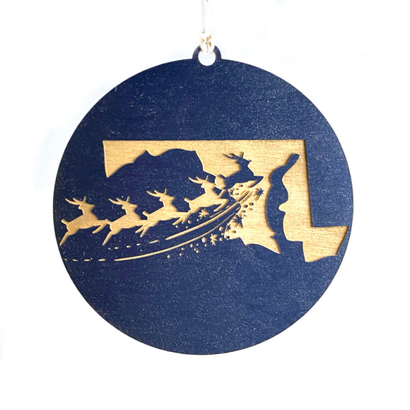 Photograph of Laser-engraved Maryland Reindeer Ornament - Small