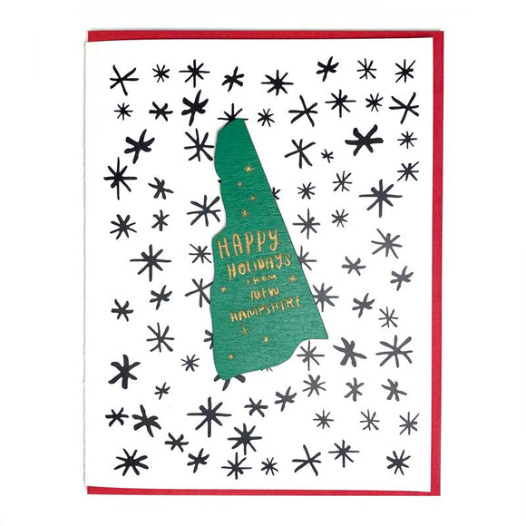 Photograph of Laser-engraved Happy Holidays from New Hampshire Magnet with Card