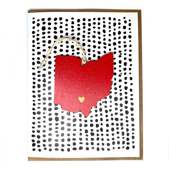 Photograph of Laser-engraved Ohio Heart Ornament with Card