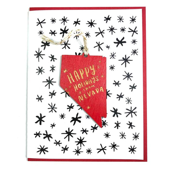 Photograph of Laser-engraved Happy Holidays from Nevada Ornament with Card