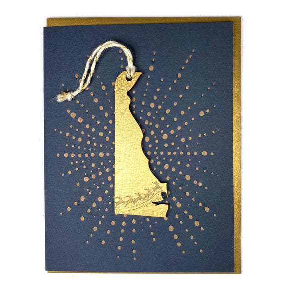Photograph of Laser-engraved Delaware Reindeer Ornament with Card