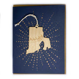 Photograph of Laser-engraved Rhode Island Reindeer Ornament with Card