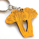 Laser-Engraved Wood Mushroom Keychain