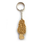 Laser-Engraved Wood Mushroom Keychain