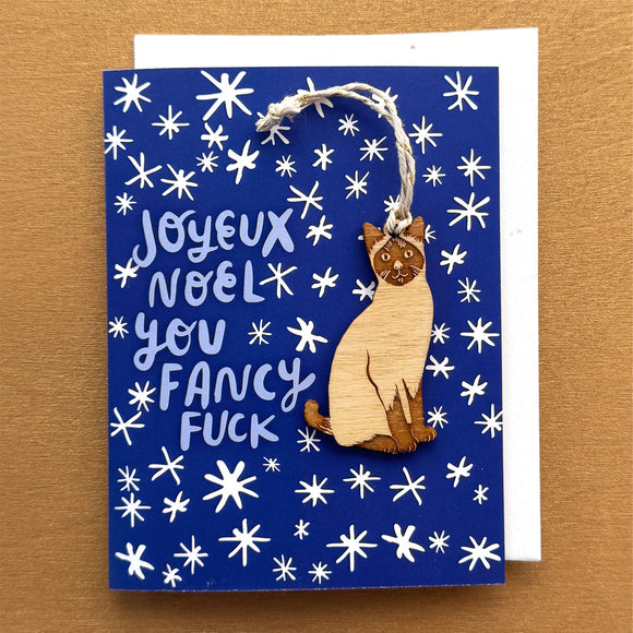 Joyeux Noel - Cat Ornament w/ Card