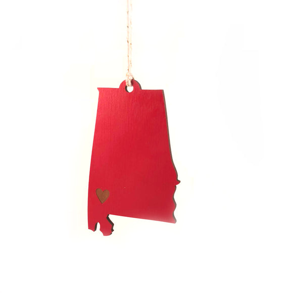 Picture of Alabama Heart Ornament in Bright Red