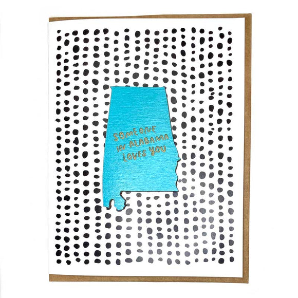 Picture of Someone in Alabama Loves You Magnet + Card in Turquoise
