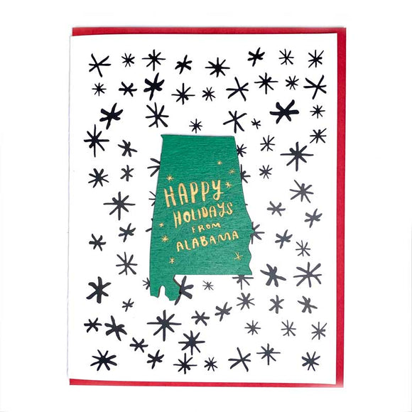 Picture of Happy Holidays from Alabama Magnet + Card in Holly Green