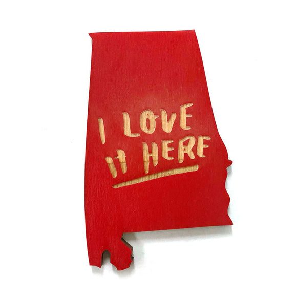 Picture of I Love It Here Alabama Magnet in Bright Red