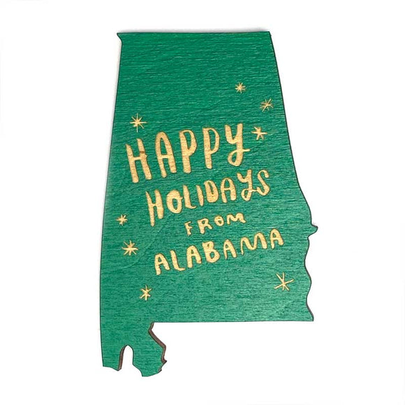 Picture of Happy Holidays from Alabama Magnet in Holly Green