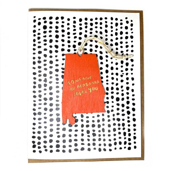 Picture of Someone in Alabama Loves You Ornament + Card in Burnt Orange
