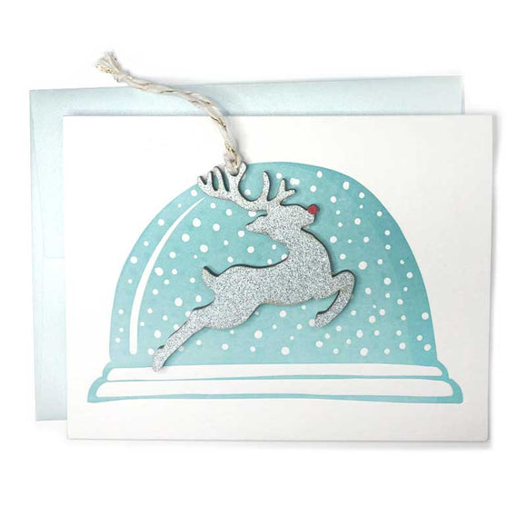 Laser-engraved Reindeer Ornament w/ Letterpress Card