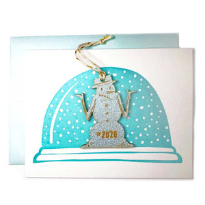 Laser-engraved 2020 Snowman Ornament w/ Letterpress Card