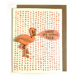 What the Actual F*ck Card w/ Flamingo Magnet
