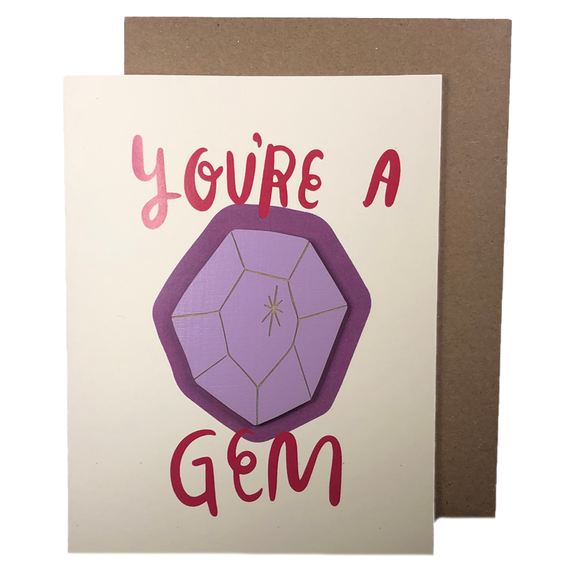 Laser-engraved 'You're a Gem' Magnet with Card