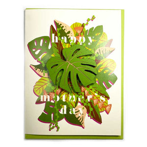 Laser-engraved Monstera Magnet with Mother's Day Card