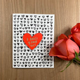 'I Miss Your Face' Letterpress Card with Laser-engraved Heart Magnet