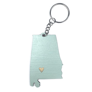 Photograph of Laser-engraved Alabama Heart Keychain