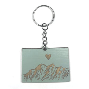 Photograph of Laser-engraved Colorado Heart Keychain
