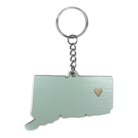Photograph of Laser-engraved Connecticut Heart Keychain