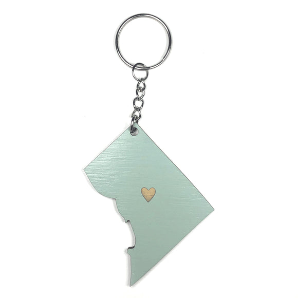 Photograph of Laser-engraved District of Columbia Heart Keychain