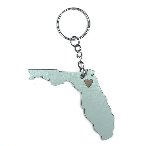 Photograph of Laser-engraved Florida Heart Keychain