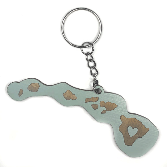 Photograph of Laser-engraved Hawaii Heart Keychain