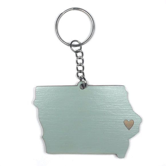 Photograph of Laser-engraved Iowa Heart Keychain