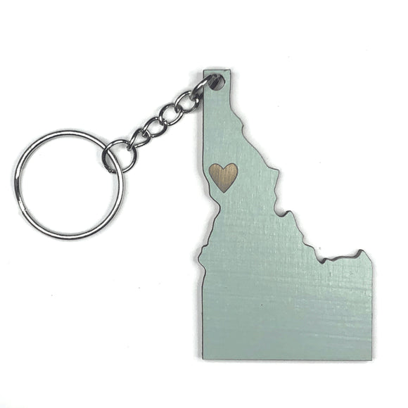 Photograph of Laser-engraved Idaho Heart Keychain
