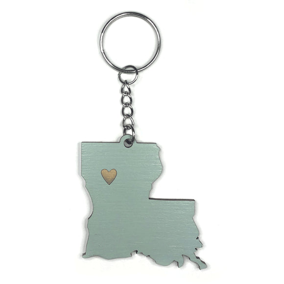 Photograph of Laser-engraved Louisiana Heart Keychain