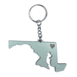 Photograph of Laser-engraved Maryland Heart Keychain