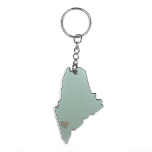 Photograph of Laser-engraved Maine Heart Keychain
