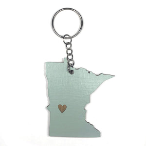 Photograph of Laser-engraved Minnesota Heart Keychain