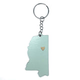 Photograph of Laser-engraved Mississippi Heart Keychain