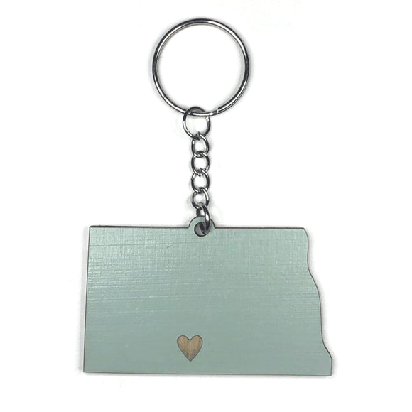Photograph of Laser-engraved North Dakota Heart Keychain