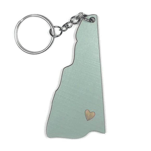 Photograph of Laser-engraved New Hampshire Heart Keychain