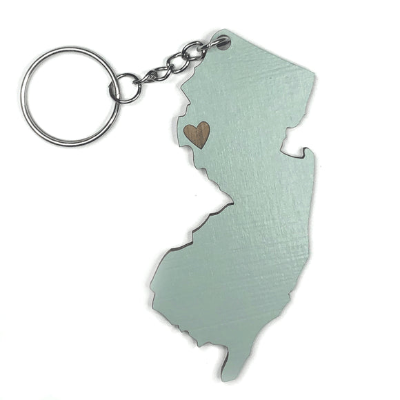 Photograph of Laser-engraved New Jersey Heart Keychain