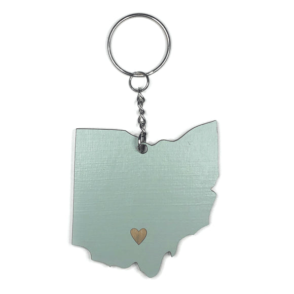 Photograph of Laser-engraved Ohio Heart Keychain