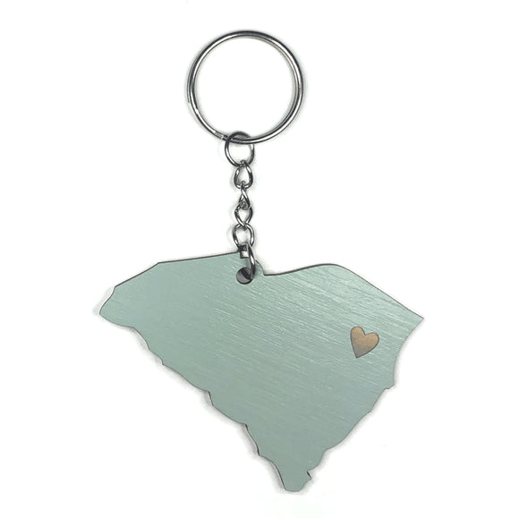 Photograph of Laser-engraved South Carolina Heart Keychain