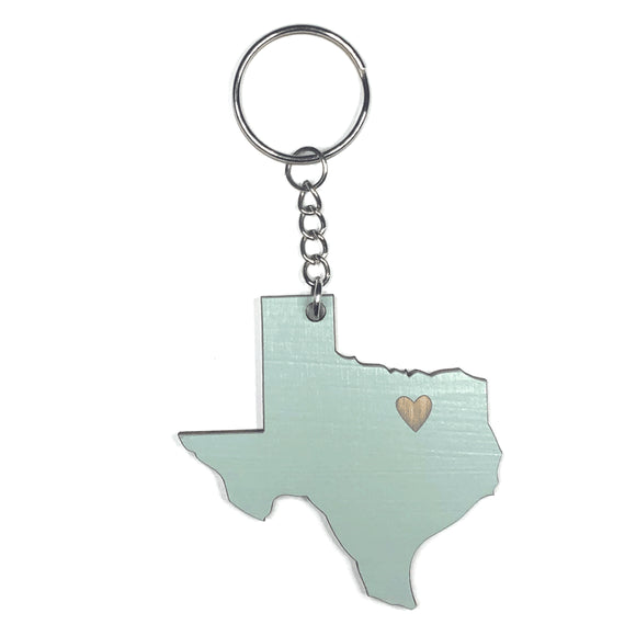 Photograph of Laser-engraved Texas Heart Keychain